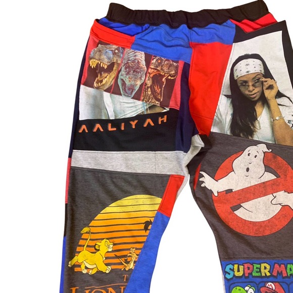 1 of 1 Reworked Pants Joggers. 90s, Elastic waistband, Patchwork style custom - Picture 2 of 9